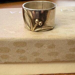 Sterling silver with gold floral Ring